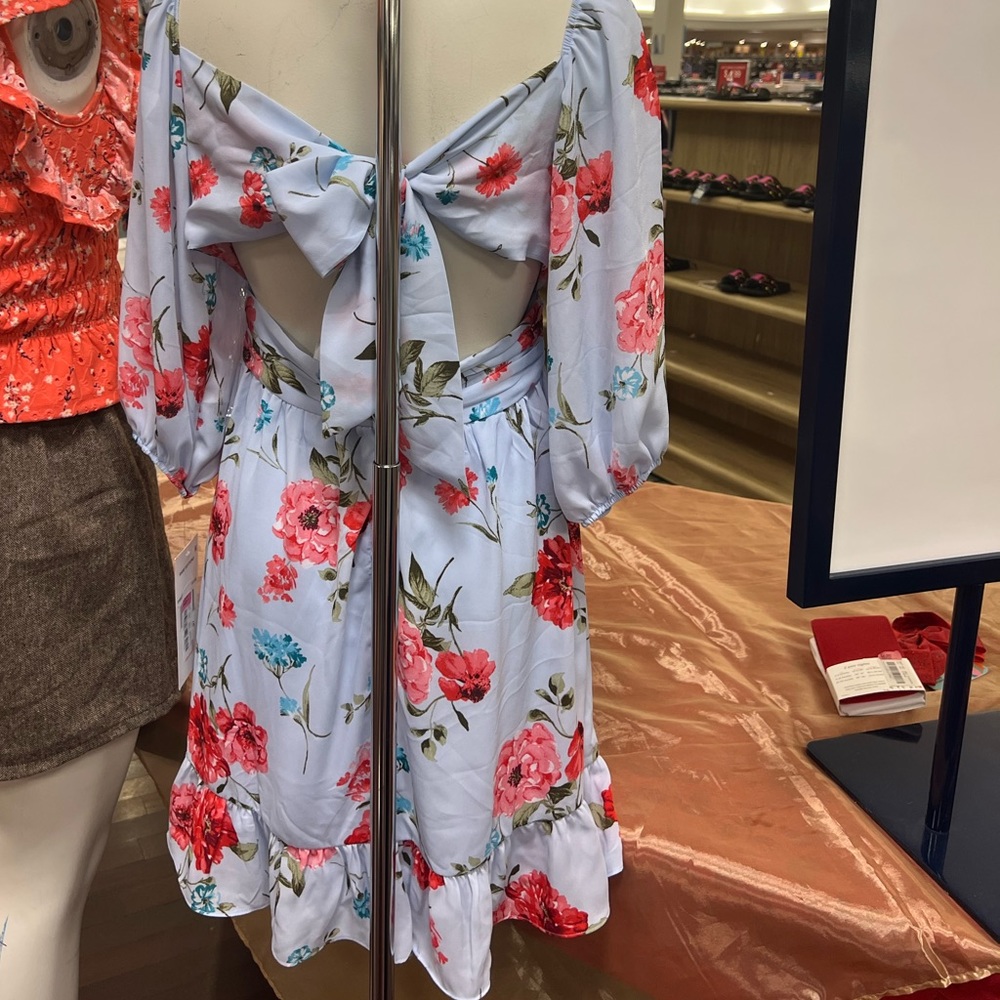 Rare Editions Girls Floral Bubble Sleeve Dress - Picture 2 of 15